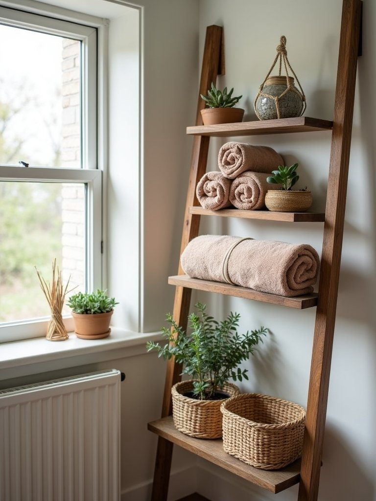 10 Creative Bathroom Towel Display Ideas To Elevate Your Decor 2026 ... within Ladder Shelf Styling