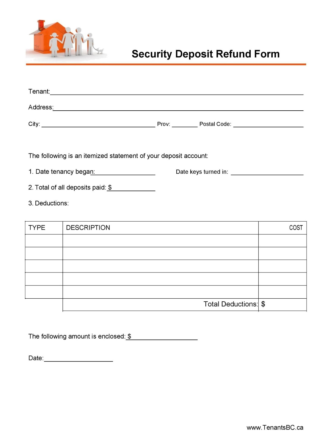 13 Free Security Deposit Return Letter Samples & Templates In Ms Word ... for How to Write a Clear Itemized Security Deposit Return Letter