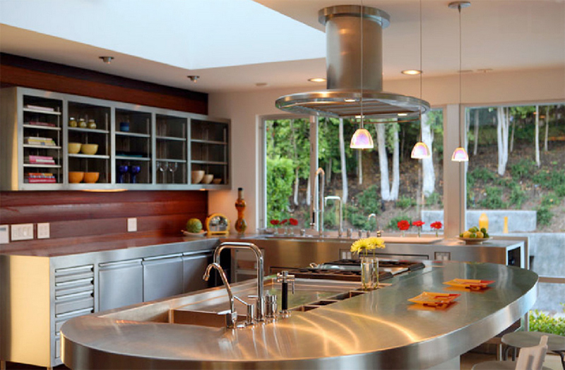 20 Kitchen Designs With Stainless Steel Elements | Home Design Lover throughout Stainless Steel Countertop Kitchen
