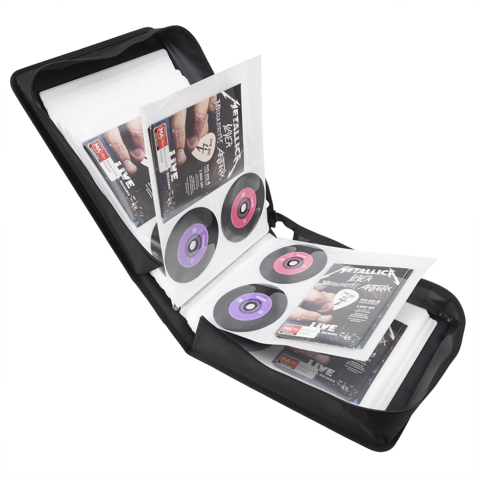 200 Capacity Cd/Dvd Case, Large Storage Holder Binder Nylon Black Cd ... with A Practical Guide to Maintaining Your CD DVD Binder for Long Term Preservation