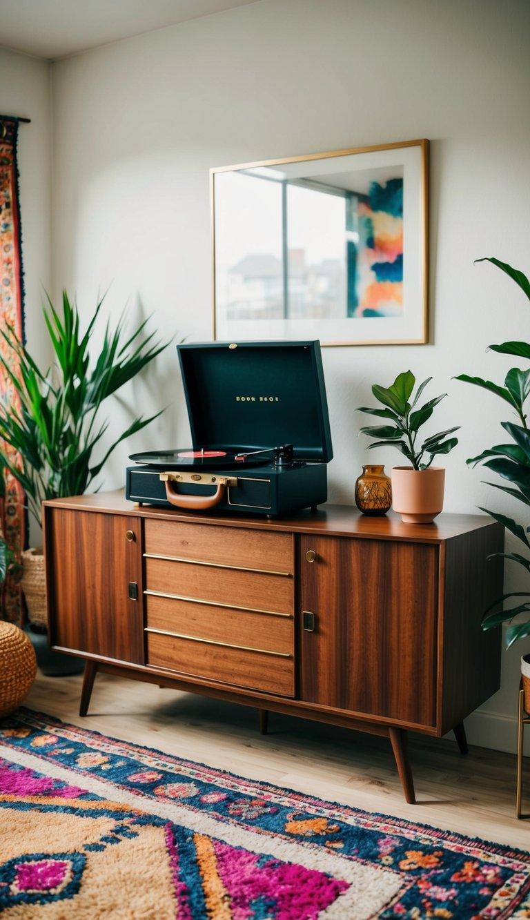 21 Chic Boho Mid-Century Modern Living Room Ideas | Relixiy Blog throughout Mid Century Dresser Styling