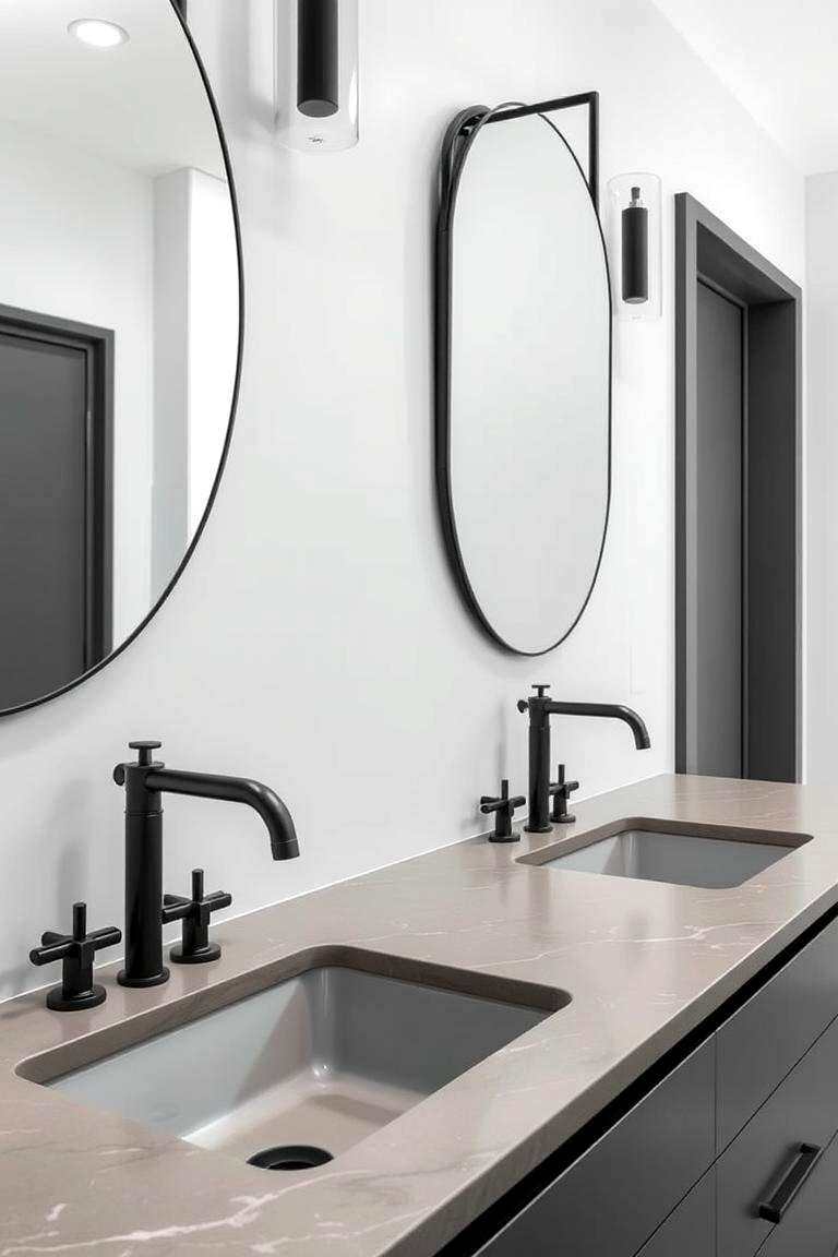 22 Black & Grey Bathroom Ideas: Sleek Monochromatic Styles - Lost At E ... inside Matte Black Fixtures Fingerprint Proof