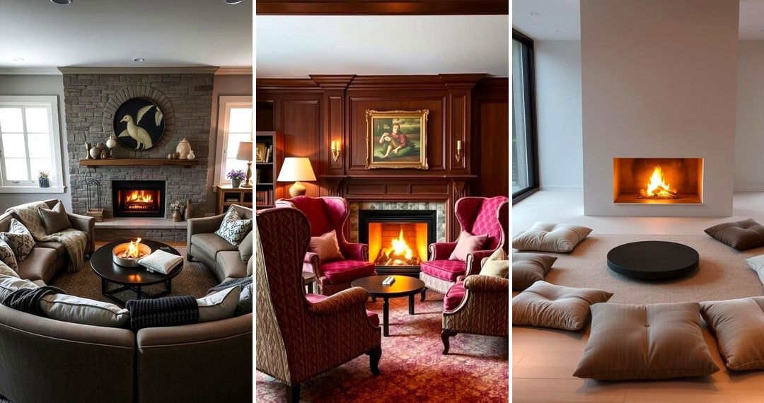 24 Fireplace Seating Ideas For Warm And Inviting Living Rooms for Awkward Corner Fireplace Living Room Layout