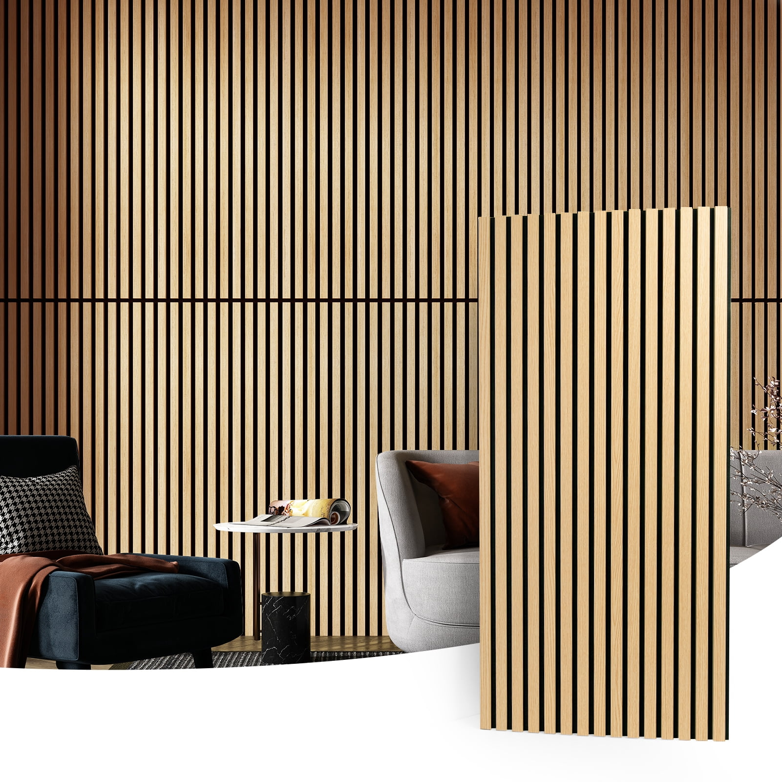 3D Fluted Acoustic Wood Wall Panels 23.6 X 47.2In, Mdf High Density ... throughout Fluted Wall Panel Detail
