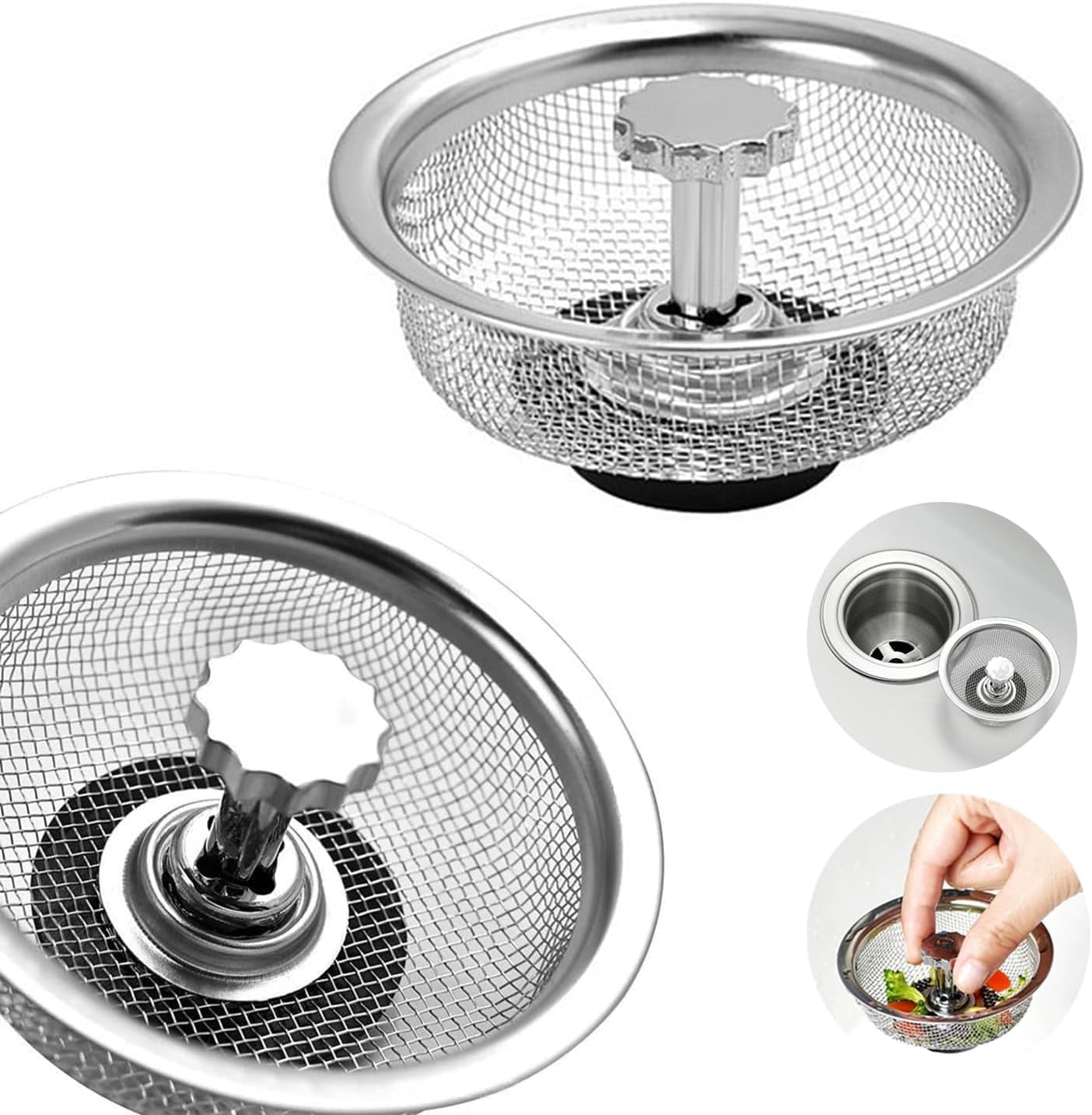 4 Pack - Stainless Steel Kitchen Sink Strainer Basket Replacement For ... inside Replace Sink Strainer Basket