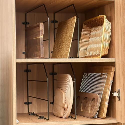 4 Pcs Baking Sheet Organizer; Tray Dividers For Cabinets Kitchen ... inside Baking Sheet Pan Organizer