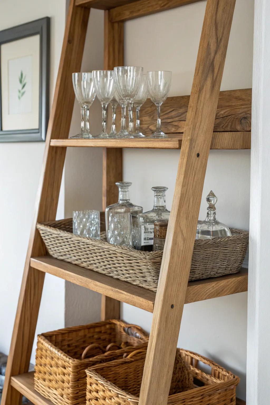 9+ Stylish Ladder Shelf Bar Ideas For Your Home - Alderlight with Ladder Shelf Styling