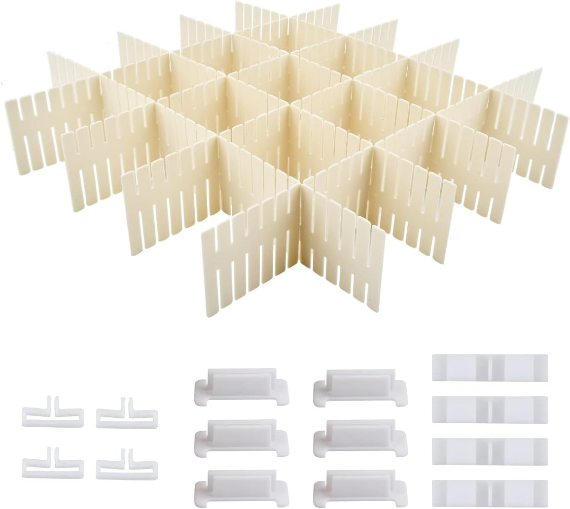 Adjustable Drawer Storage Organizer 16Pcs, Plastic Drawer Dividers ... pertaining to Tupperware Lid Organizer