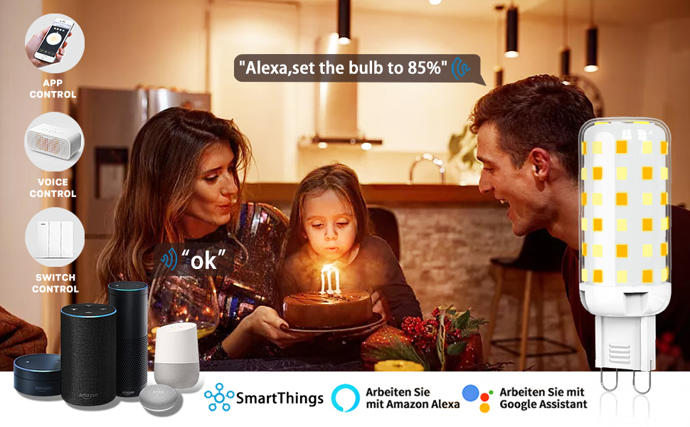 Alexa Light Bulb G9 Smart Wifi Led Light Bulbs 3W 320Lm Dimmable G9 Led ... for Alexa Routine Lighting Automation