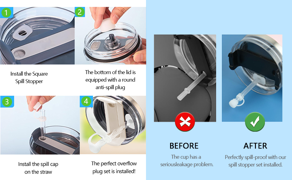 Amazon.com: 6Pcs Silicone Spill Stopper Set Compatible With Stanley ... intended for Stop the Spills and Save Your Sanity with a Leak Proof Cleaning Caddy