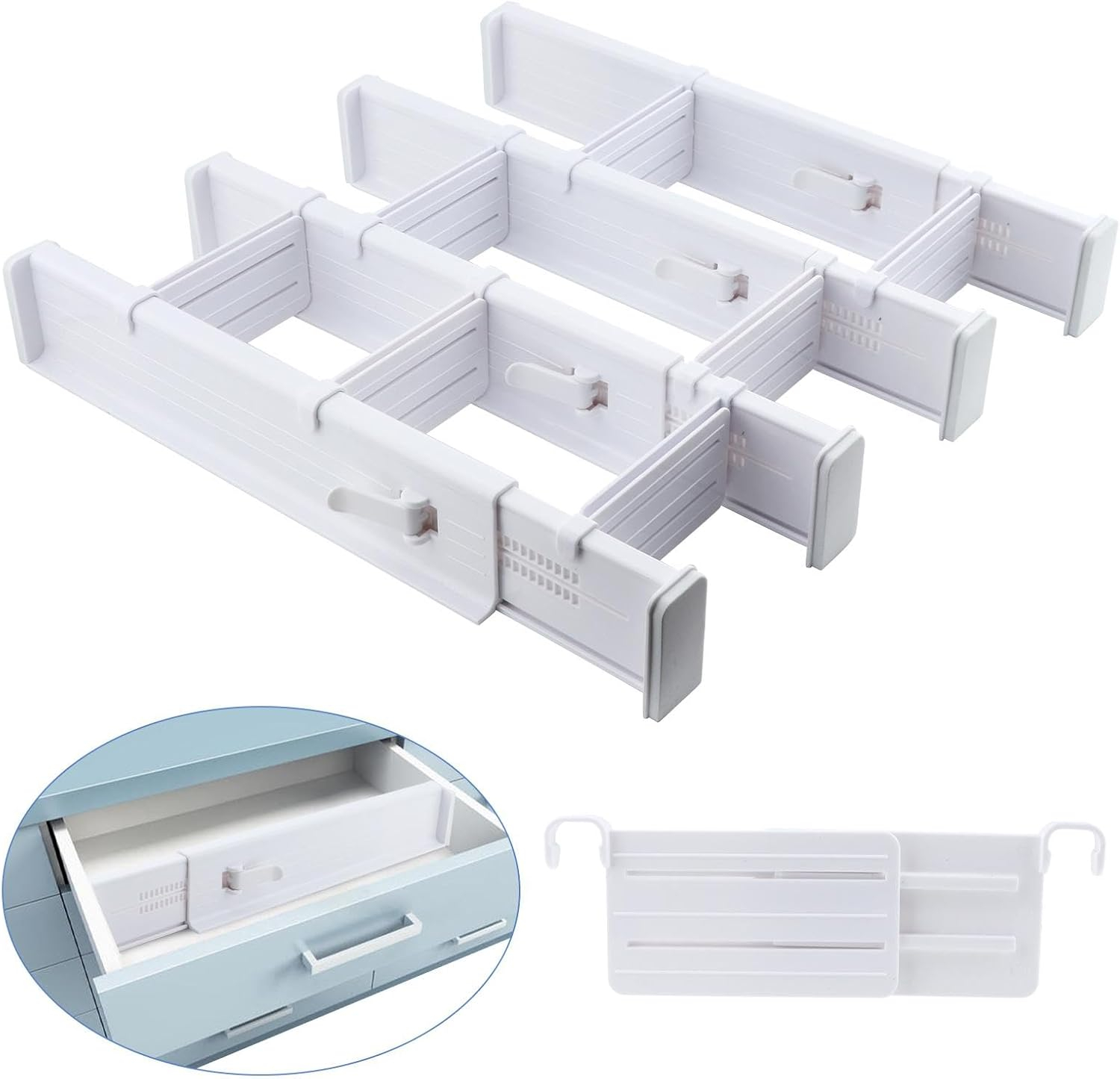 Amazon.com: Rvxlrdn 4 Pcs Expandable Drawer Divider, Adjustable Plastic ... inside Tupperware Lid Organizer
