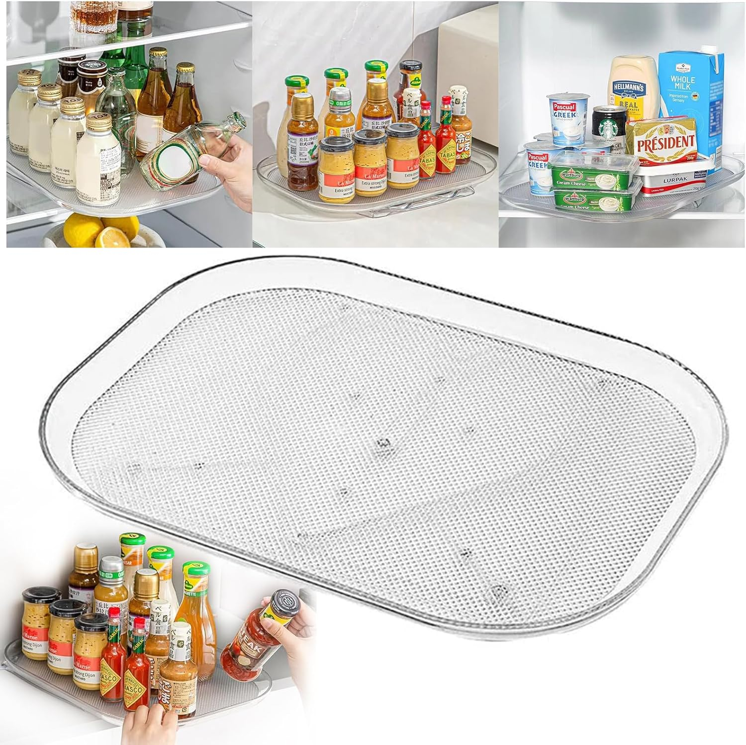Amazon.com - Square Lazy Susan Organizer For Refrigerator, 360 ... with How to Choose the Right Size Lazy Susan for Your Refrigerator Shelves