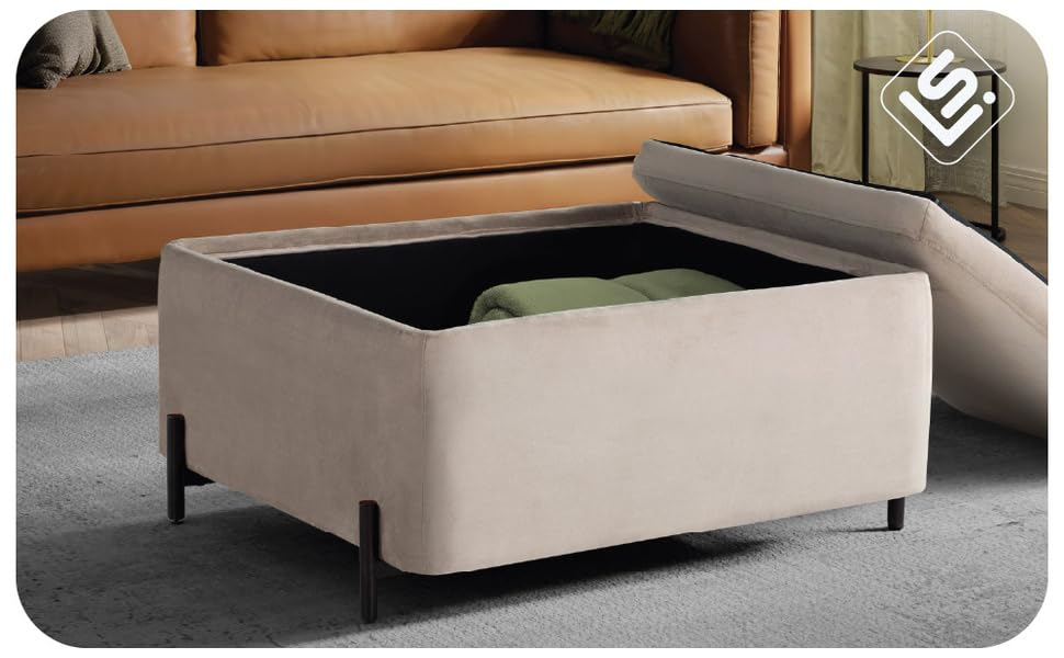 Amazon.com: Studio Living® Connor 31.1" Large Storage Ottoman, Modern ... with Storage Ottoman Large