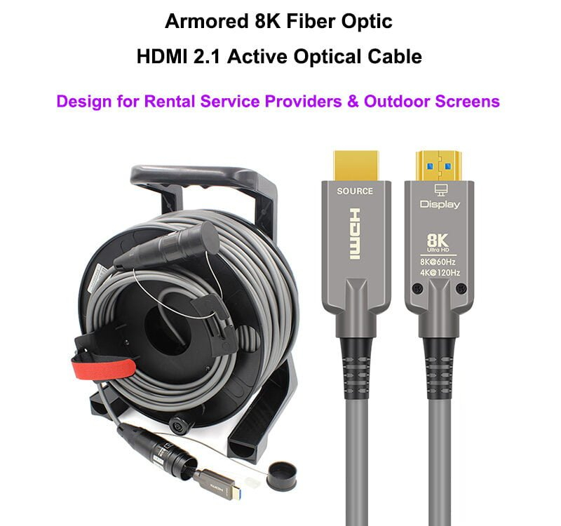 Armored 4K Hdmi Fiber Active Optical Cable Factory Supply in Active Optical Cables Solve the 4K HDMI Distance Problem Once and For All