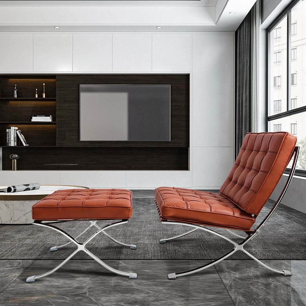 Barcelona Chair Replica Brown - Curverk throughout Barcelona Chair Interior Style