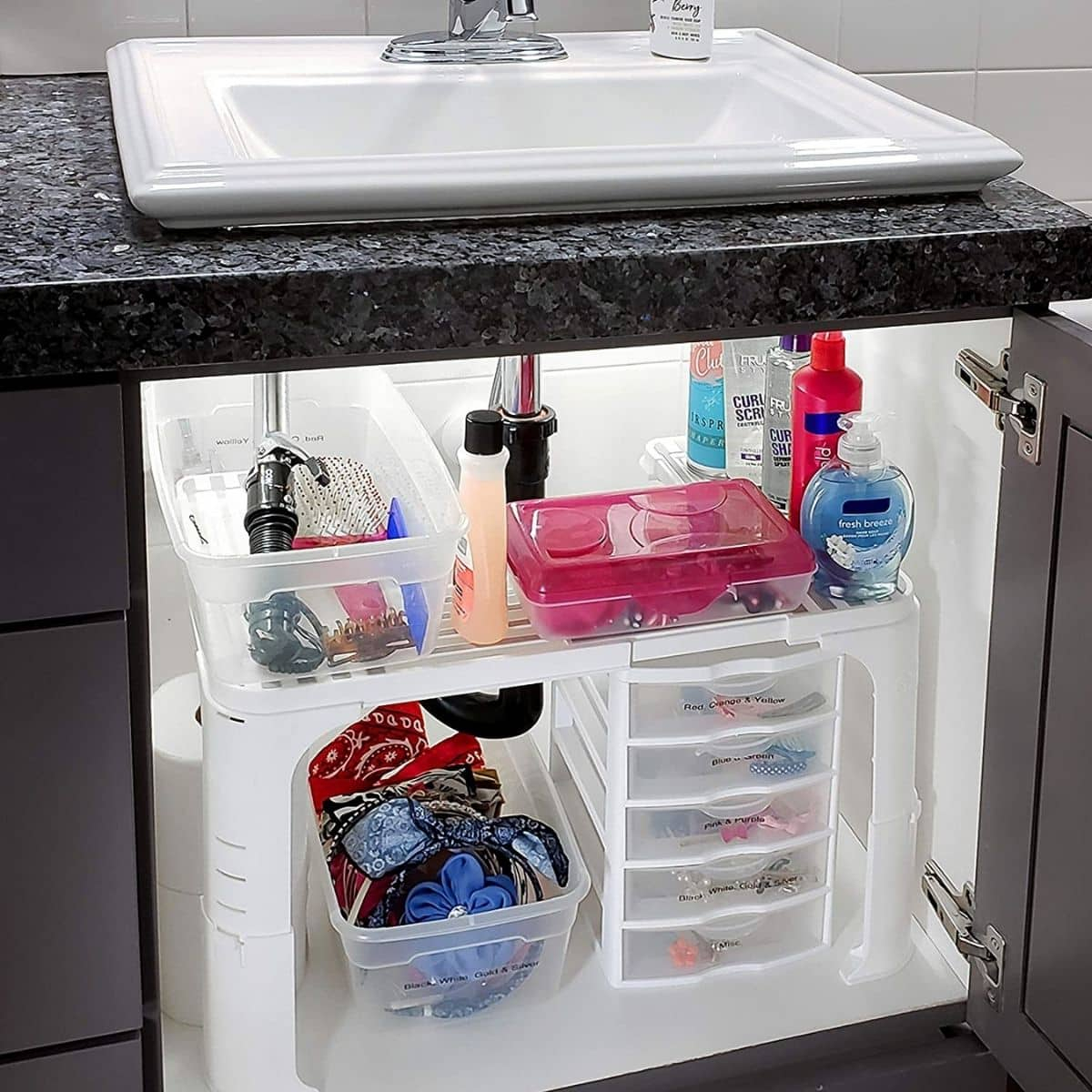 Bathroom Sink Shelf Organizer – Rispa in The quiet joy of opening a perfectly organized under sink cabinet every morning