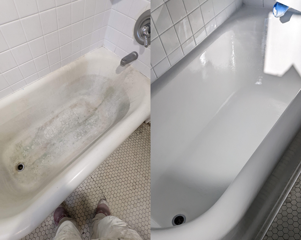 Bathtub Reglazing - Before And After Pictures- Tub Coasters with regard to What to Expect from DIY Bathtub Reglazing Longevity and Results