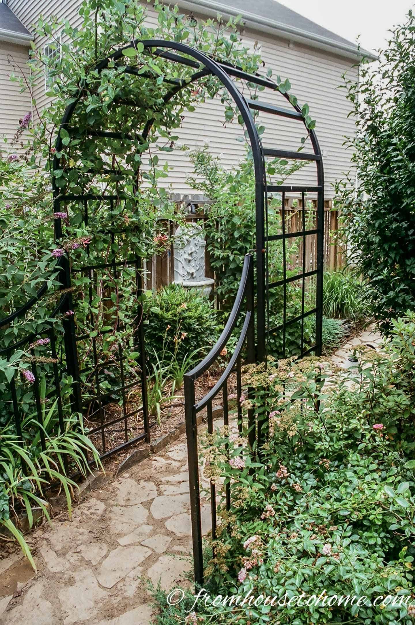 Black Arched Arbor With Garden Gate for Arbor With Gate Garden Entrance