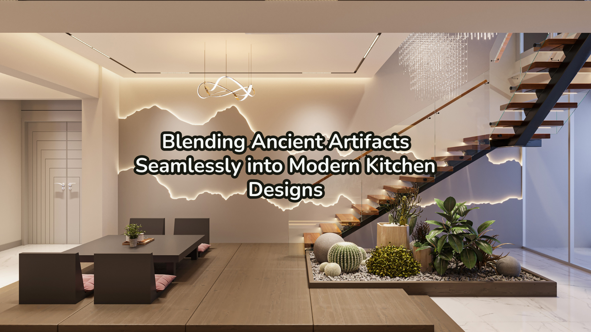 Blending Ancient Artifacts Seamlessly Into Modern Kitchen Designs ... for Family Room Design Open Concept
