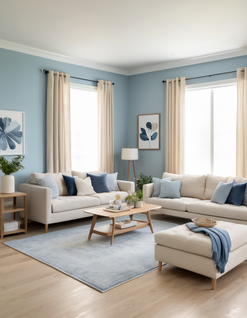 Blue Living Room Ideas: Balancing Blue With Neutral Tones | Blue Living ... with Focal Point Living Room Ideas