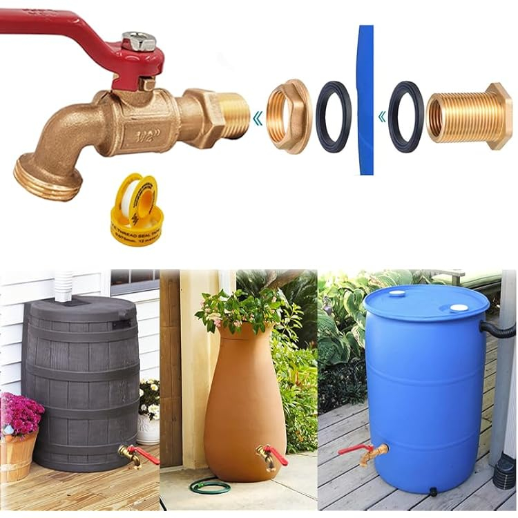Bulkhead Fittings For 55 Gallon Drums 55 Gal. Brass Water Tank Faucet, with Stop Wasting Free Water with These Easy Push-Fit Rain Barrel Connections