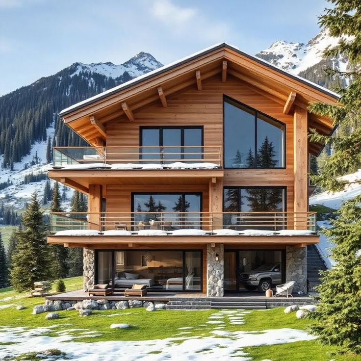 Chalet Escape - Modern Alpine Chalet: Mountain Paradise Awaits ... intended for Modern Chalet Interior Design