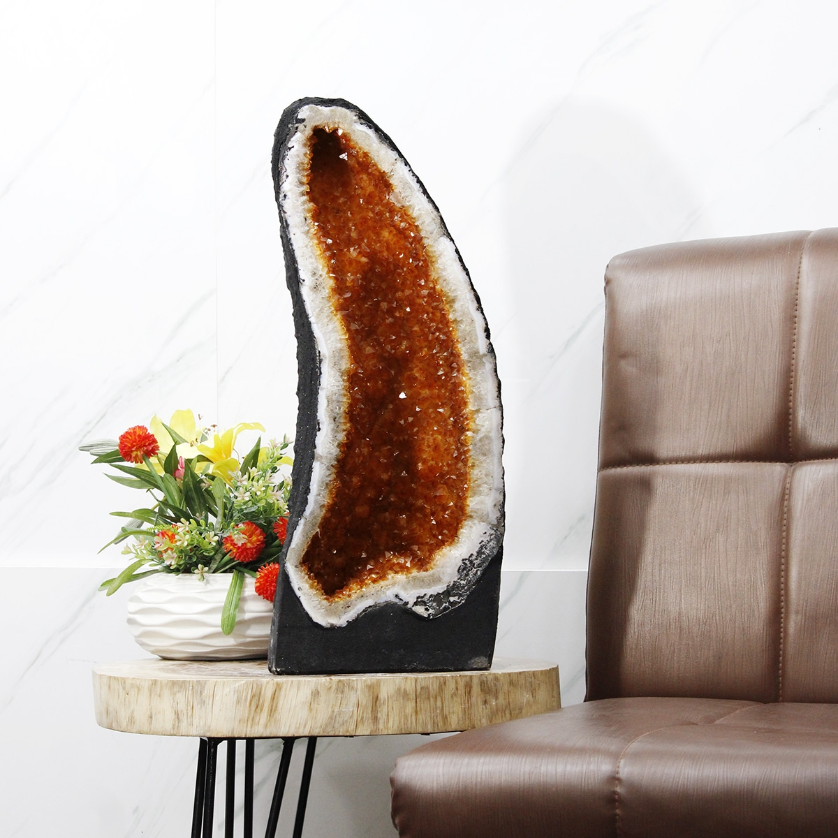 Citrine Crystal | Natural Citrine Geodes Cluster For Decor pertaining to The Quiet Power of Raw Geodes as Modern Interior Focal Points