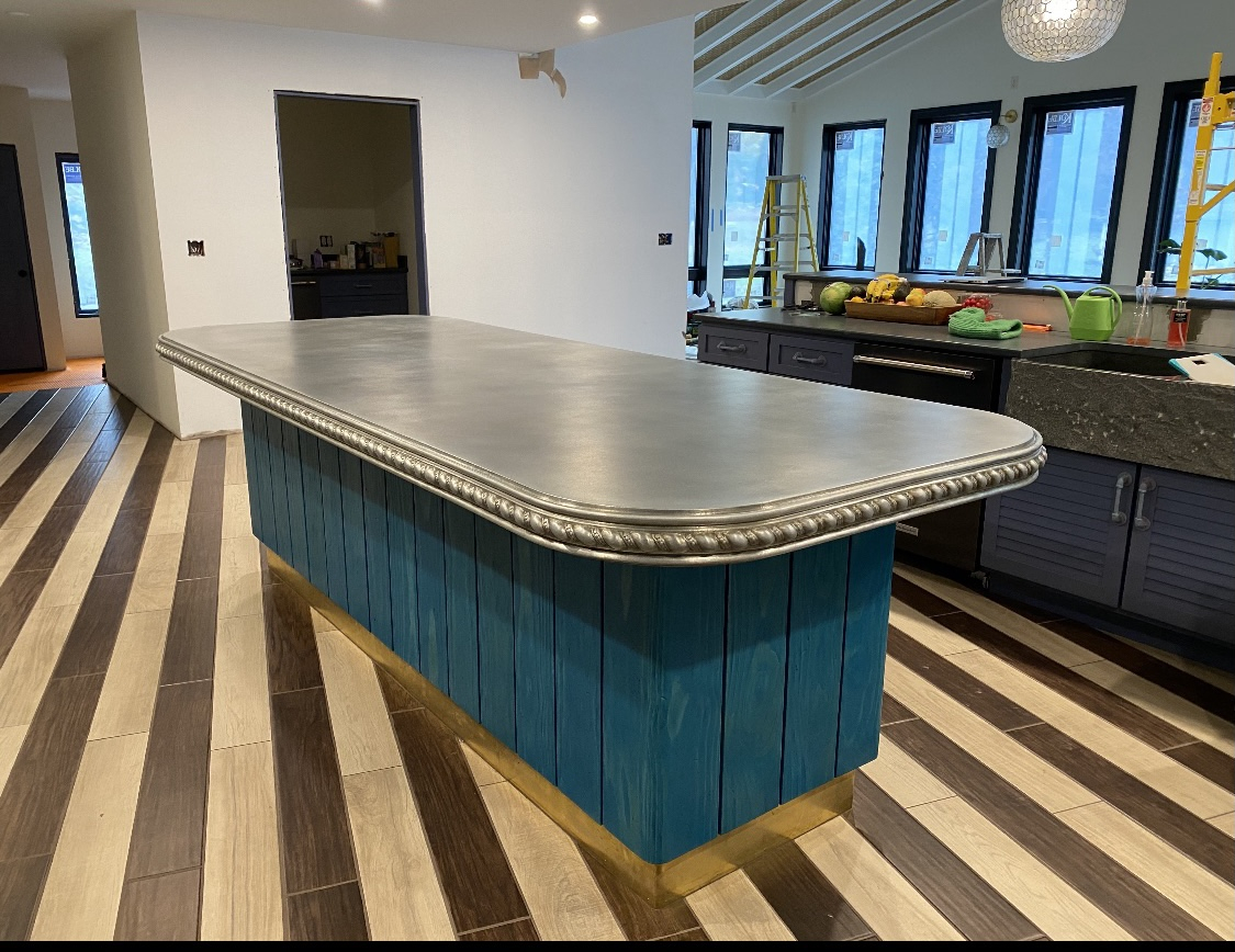 Custom Zinc Countertop Designs Gallery - La Bastille inside Zinc Countertop Kitchen