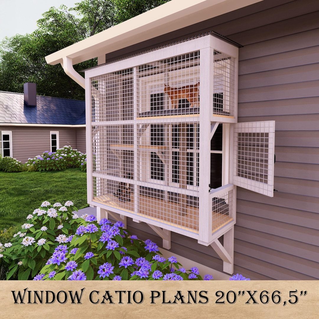Diy Window Catio Plans, Outdoor Cat Enclosure With Scratching Post ... within Transforming Your Window into a Gateway with Simple Catio Kits