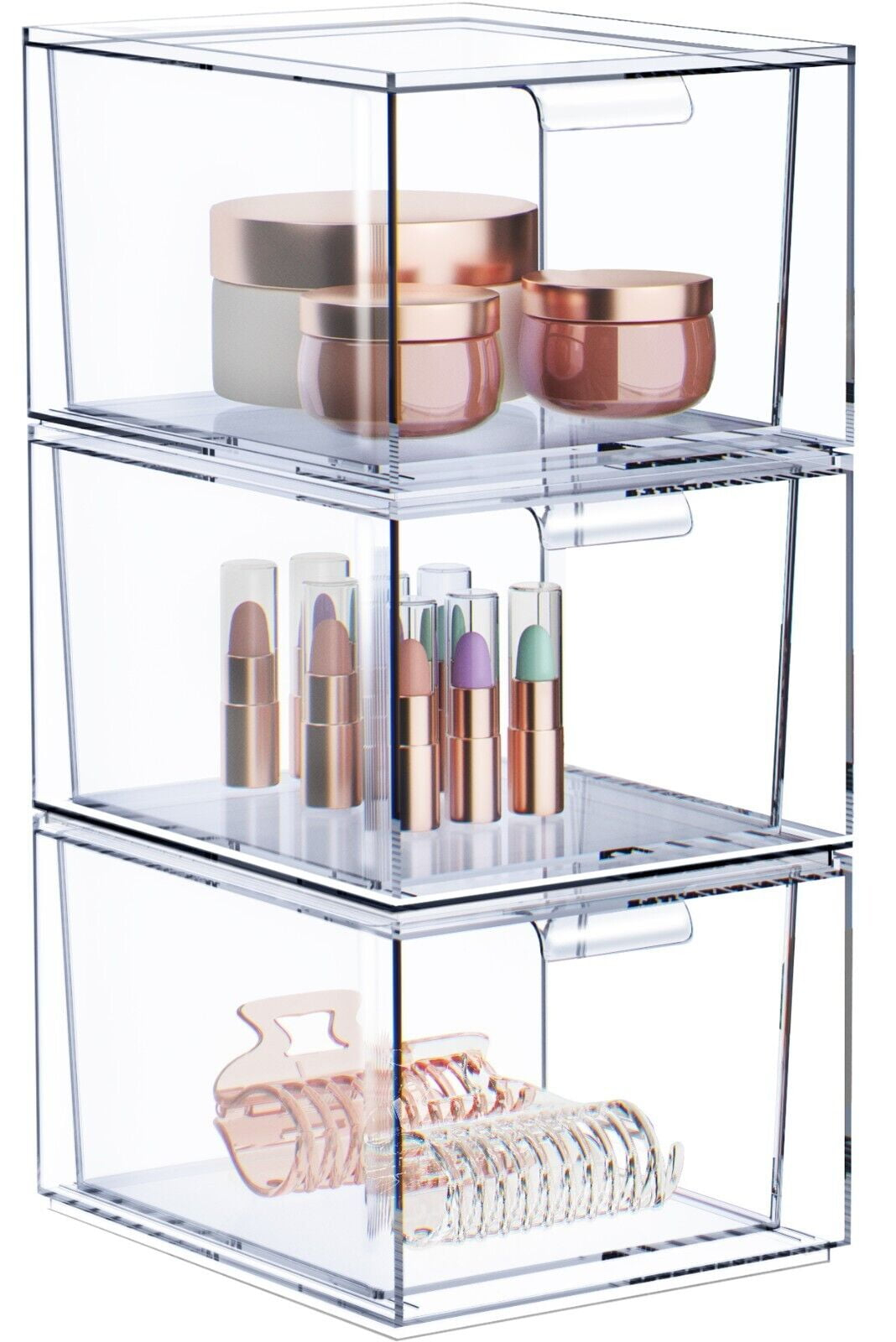 Djdg Clear Stackable Storage Drawers 3 Pack Acrylic Drawer Organizer ... regarding The Real Reason Clear Acrylic Drawers Are Still the Top Choice for Beauty Storage