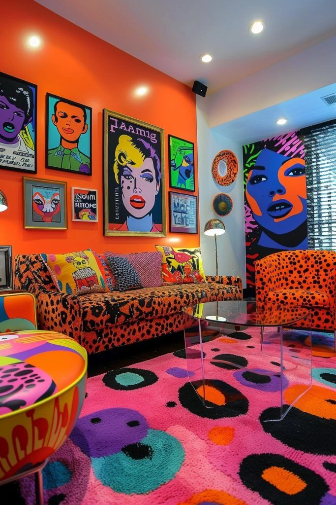Dynamic Urban Pop Art Lounge | Pop Art Decor, Pop Art Design Interior ... for What makes pop art interior design feel fresh again this year