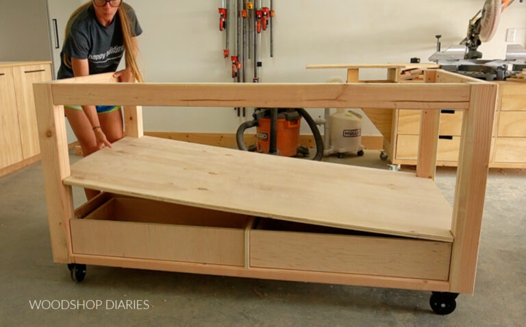 Easy Diy Workbench With Drawers | Woodworking Plans within Workbench Tool Drawer Layout