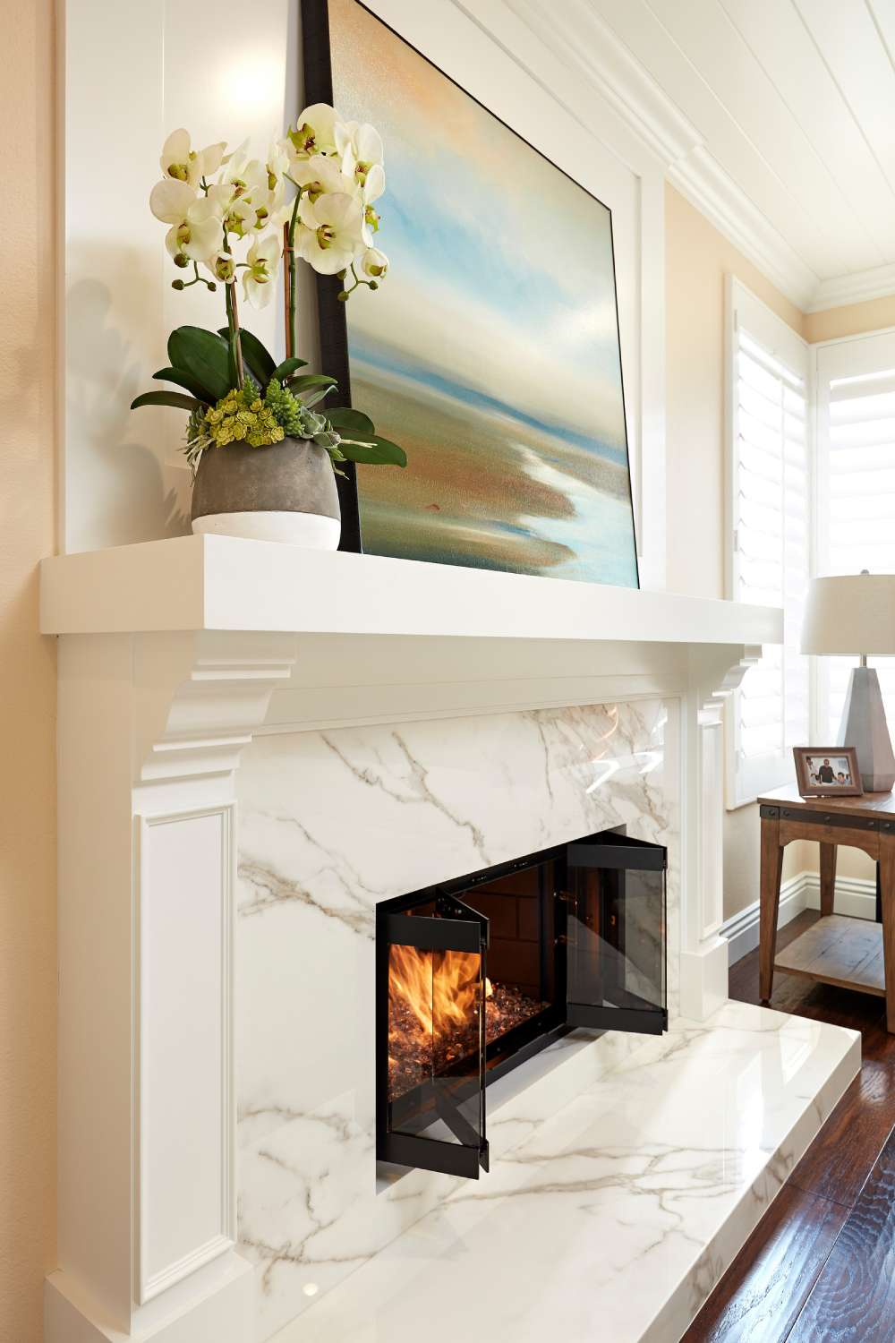 Elegant Marble Fireplace Surround Ideas regarding Bookmatched Marble Slab Wall