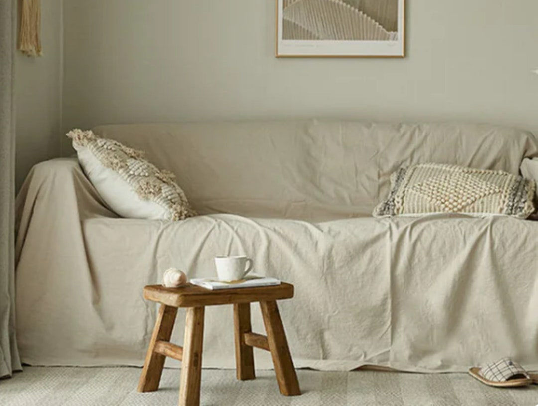 Handmade Natural Linen Sofa Cover, European Stonewashed Linen - Etsy with Linen Upholstery Pros Cons