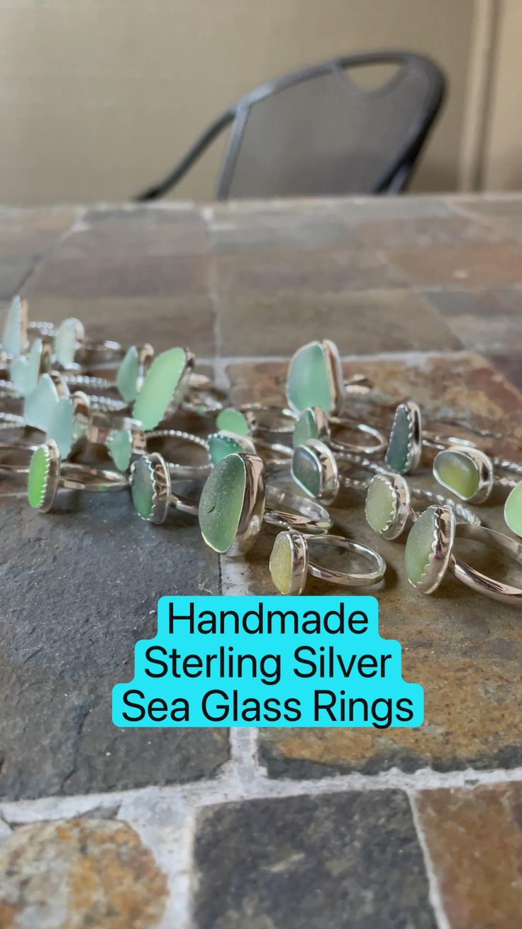 Handmade Sterling Silver Sea Glass Rings - The Perfect Gift For Her ... pertaining to From Silver to Sea Glass Transforming Zinc with Natural Patina Techniques