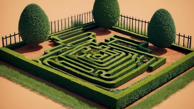 Hedge Maze Garden | Premium Ai-Generated Image inside Maze Garden Design Hedge