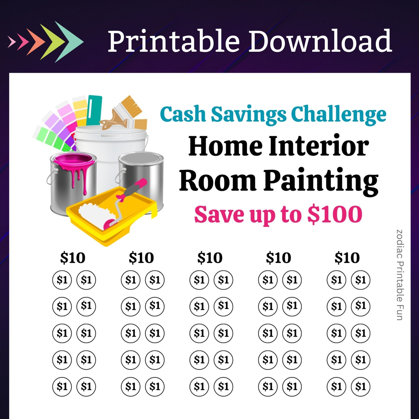 Home Painting Savings Challenge Printable For Family Interior Paint ... in Saving Money on Interior Painting Without Sacrificing Style in 2026