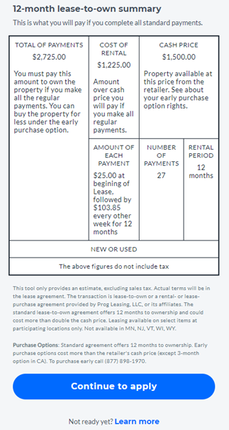 How Much Will My Lease-To-Own Agreement Cost? – Progressive Leasing inside Rent To Own Homes How It Works