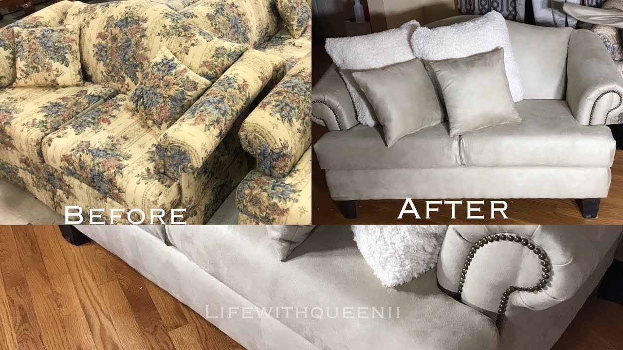 How To Reupholster A Couch /Sofa Part 2 - Lifewithqueenii - Youtube regarding Furniture Reupholstery Cost