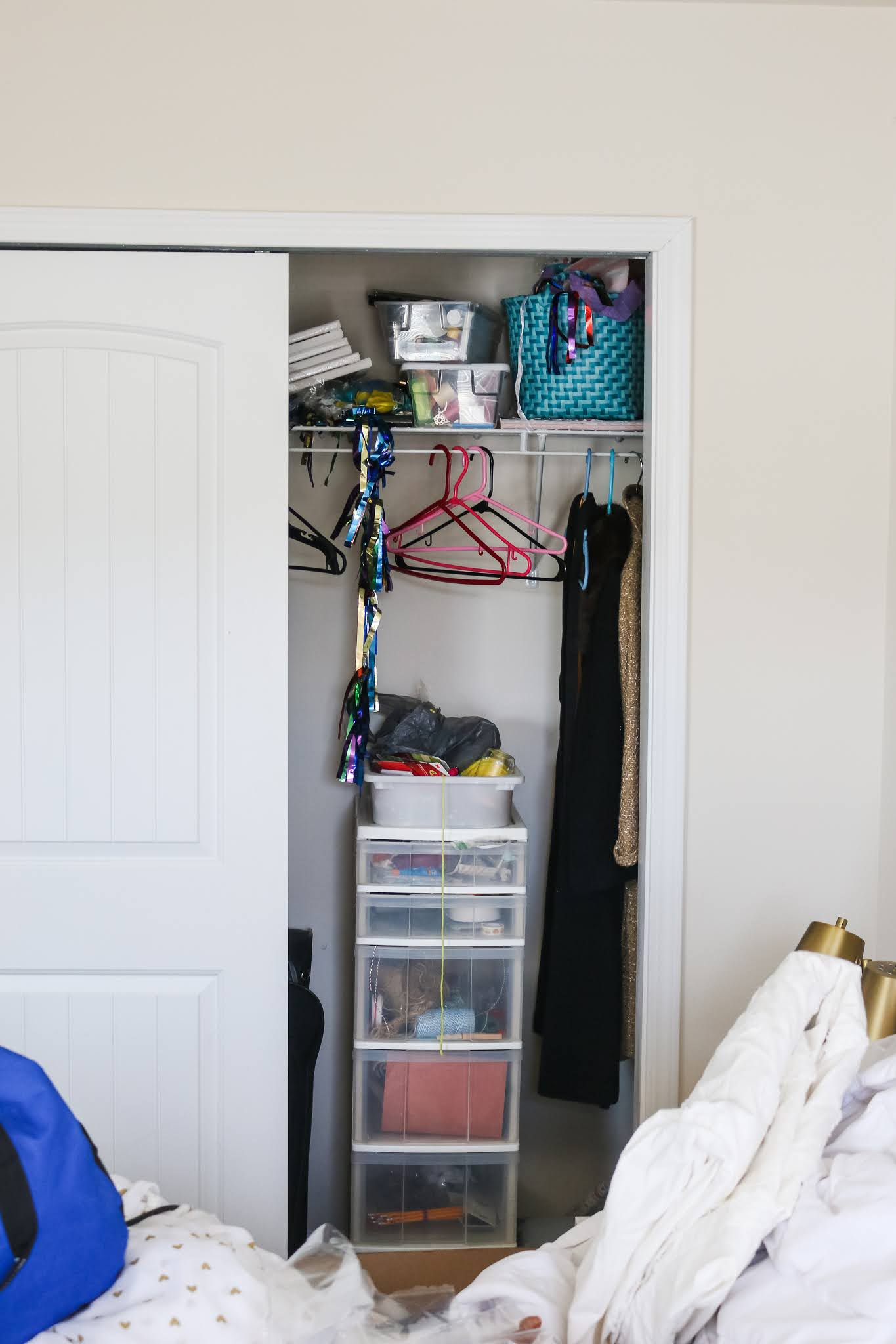 How To Turn A Cluttered Closet Into Organized Craft Storage - Pretty Real inside Transform Your Cluttered Storage Unit into an Organized Haven