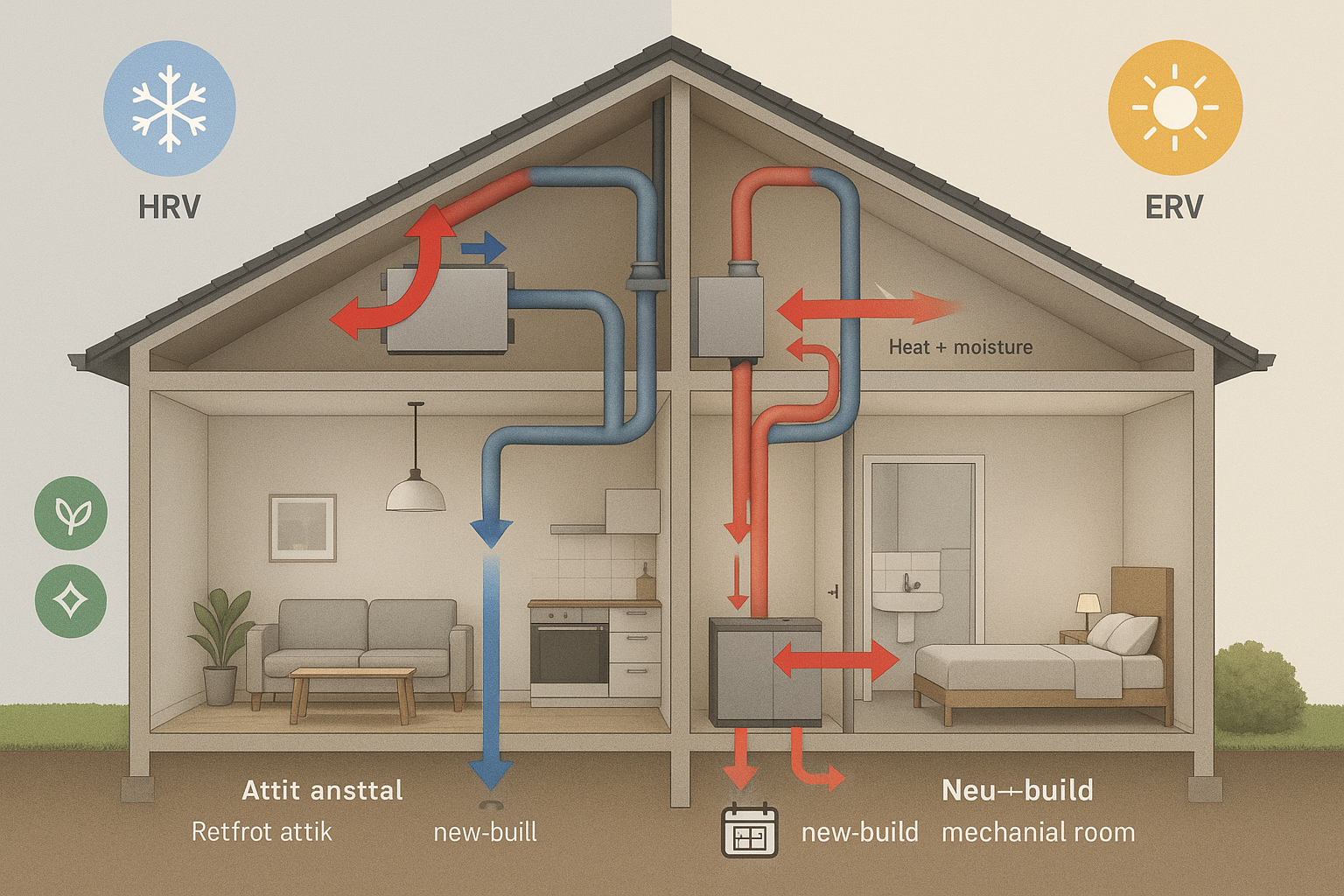 Hrv Vs Erv Whole House Ventilation Guide | Livinon Mechanical throughout Energy Recovery Ventilator Erv