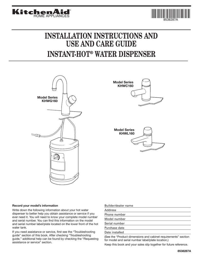 Instant-Hot® Water Dispenser Installation Instructions | Manualzz inside Install Instant Hot Water Dispenser