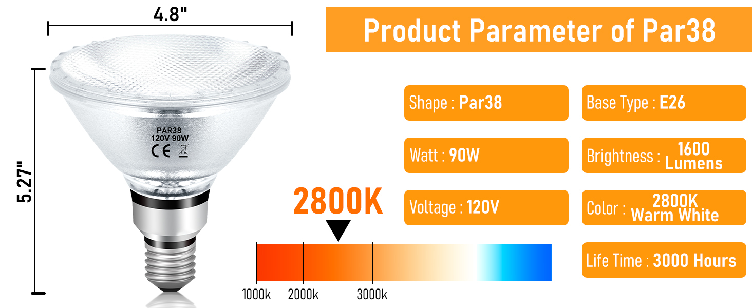 Jaenmsa Par38 Halogen Flood Light Bulbs 90W 120V, 4Pcs Halogen Par38 ... with regard to Par Bulb Outdoor Flood