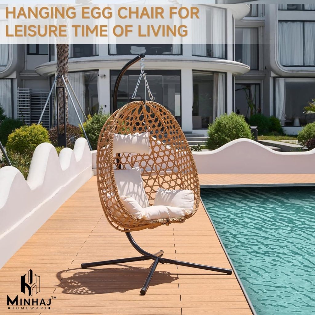 Minhaj – Hanging Egg Chair With Stand And Cushions – Kwik Kat South Africa within Hanging Egg Chair Indoor