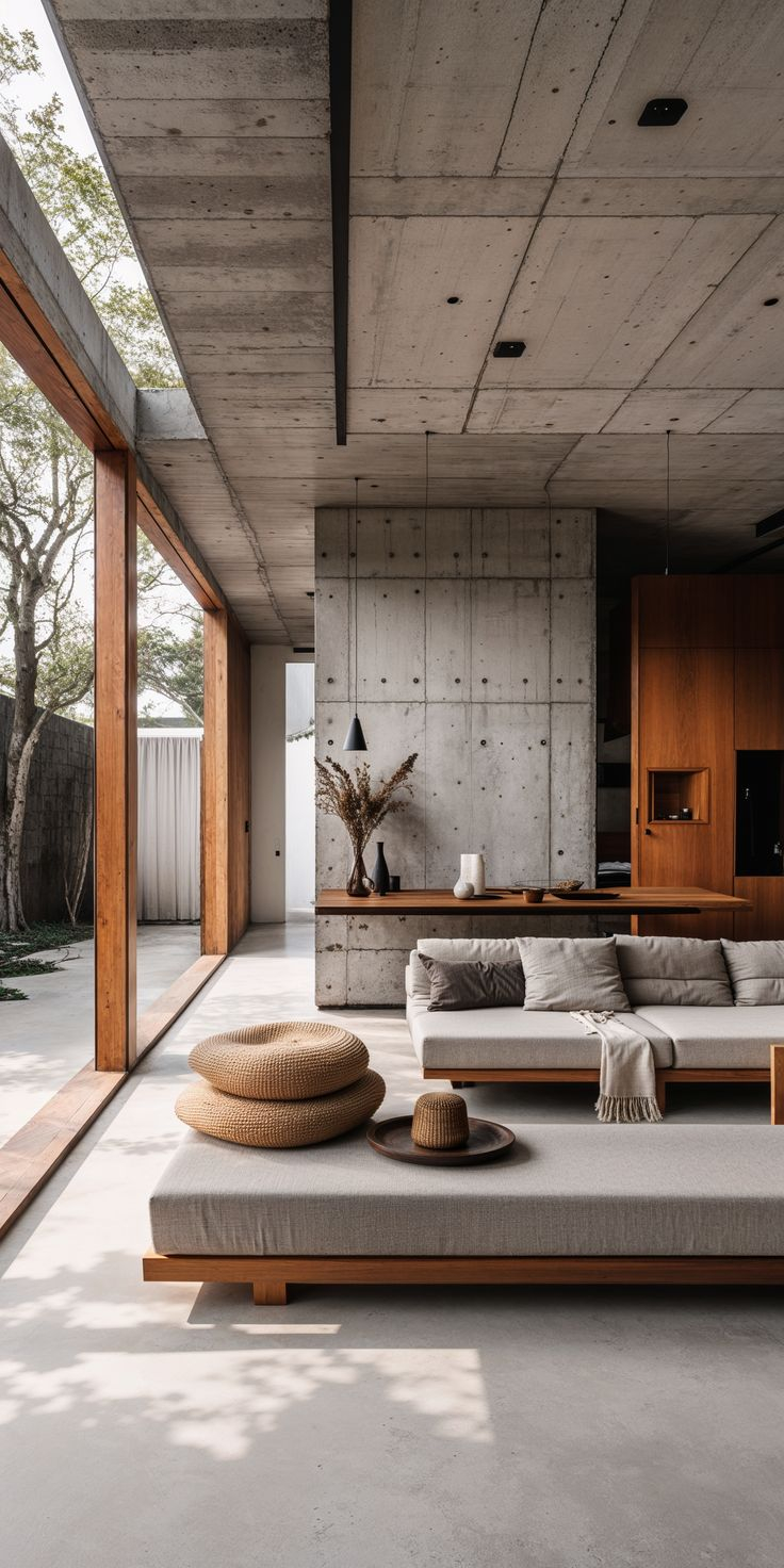 Minimalist Concrete House With Warm Interiors | Concrete Interiors ... with Industrial Minimal Interior Style