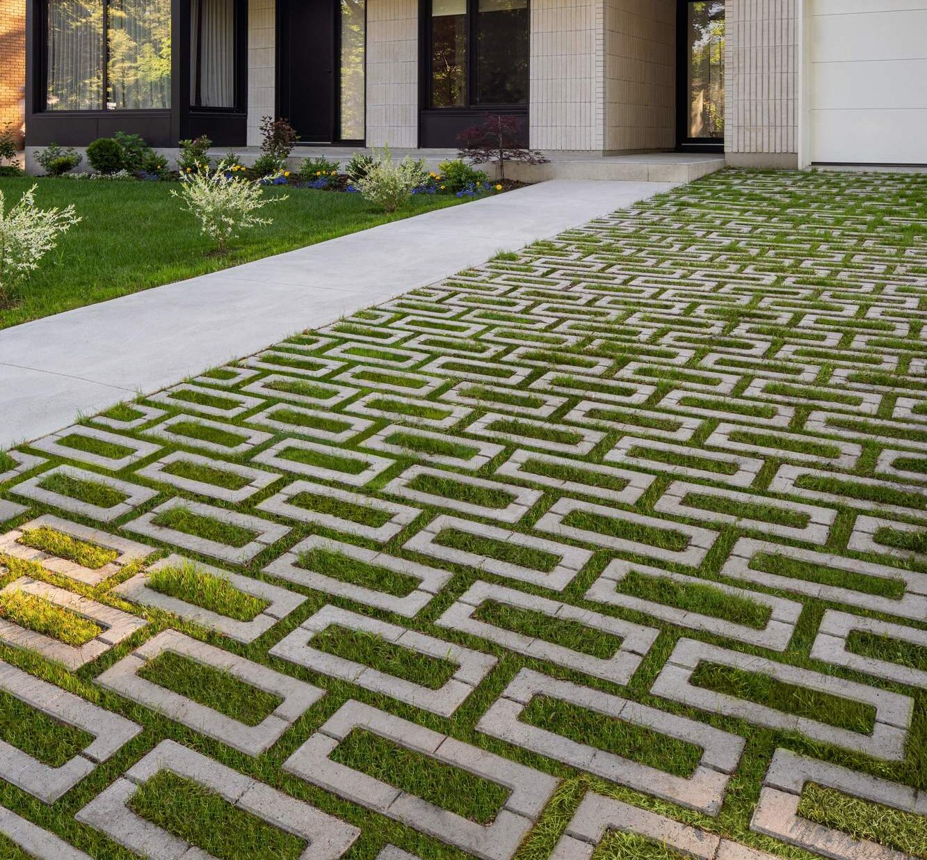 Modern Concrete And Grass Driveway Ideas - House Frey pertaining to Driveway Design Pavers Grass