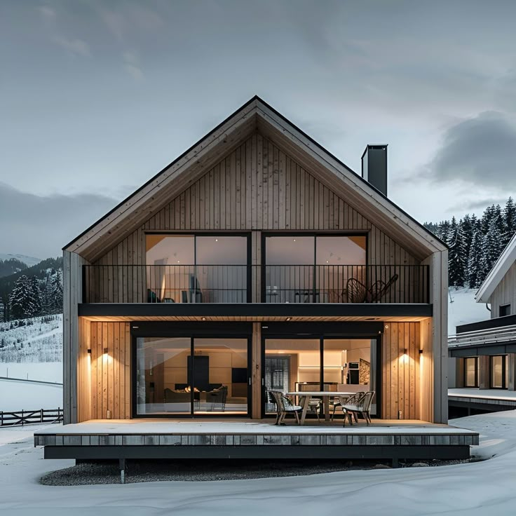 Modern Scandinavian Chalet: Sleek Elegance In A Serene Snowy Landscape ... inside Modern Chalet Interior Design