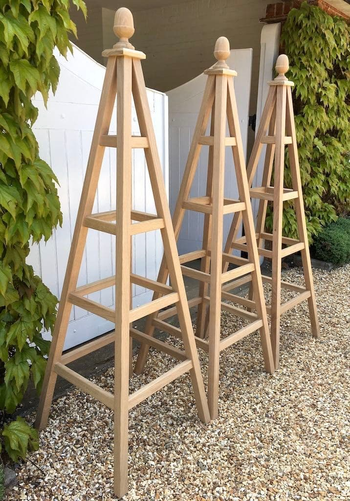 Oak Obelisk, Wooden Garden Obelisks, Any Size Including Bespoke Sizes inside Obelisk Trellis Wood
