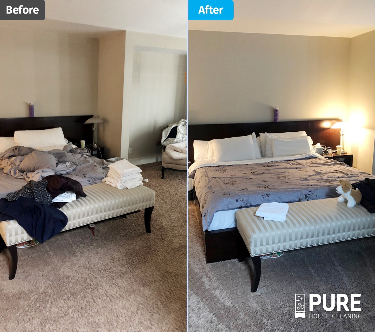 Our Work | Before And After | Purehousecleaning.com intended for Upholstered Bed Frame Cleaning