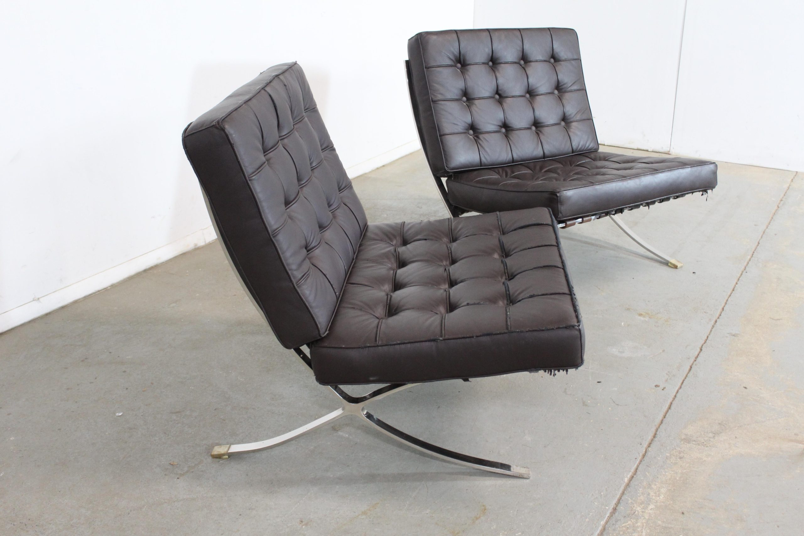Pair Of Vintage Mid-Century Modern Chrome Barcelona Style Lounge Chairs ... throughout Styling a Barcelona Chair Without Looking Like a Showroom Display